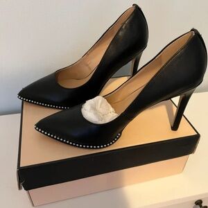 BCBGeneration Black Heels with Pearl Trim